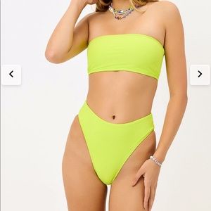 Frankies Bikini Yellow Ribbed Bikini Set